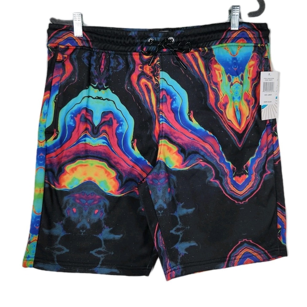 Fresh‎ Prints of Bel Air Psychedelic Colorful Dark Graphic Print Shorts Sz Large